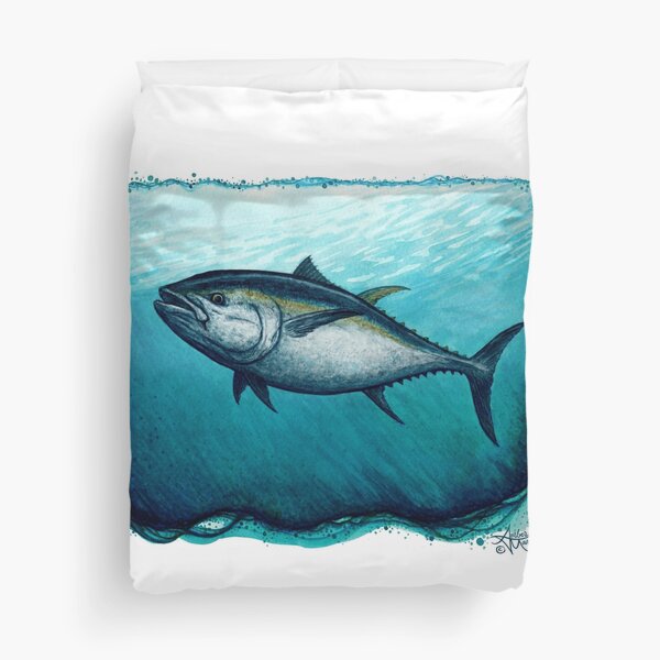 "Bluefin Tuna" by Amber Marine ~ Watercolor painting, art © 2016 Duvet Cover