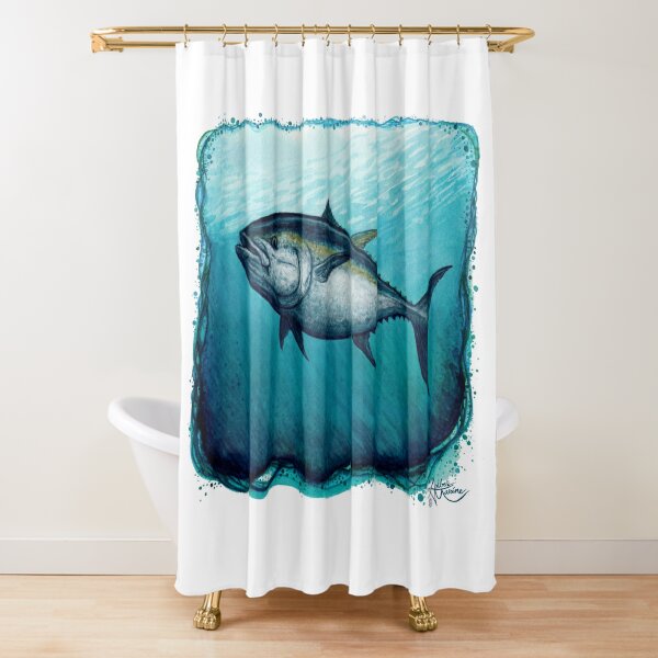 "Bluefin Tuna" by Amber Marine ~ Watercolor painting, art © 2016 Shower Curtain