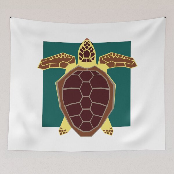 Item preview, Loggerhead Sea Turtle Geometric Art with Dark Green Square designed and sold by WildByNature.