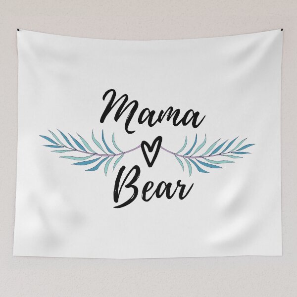 Item preview, Mama Bear and Heart with Whispy Tropical Leaves designed and sold by Rabbitti.