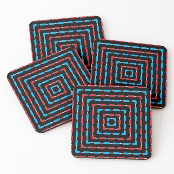 Item preview, Rounded Square Bullseye Pattern no.1 Black with Blue and Red Dashes, and white dotted lines designed and sold by Neil Feigeles.