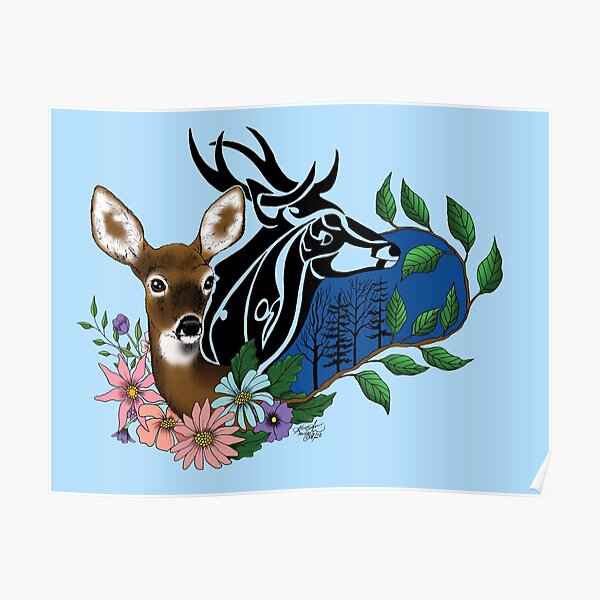 Stag Tattoo Style Posters for Sale | Redbubble