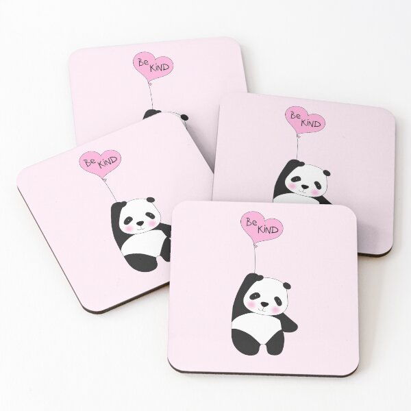 Item preview, Be Kind Cute Panda With Pink Heart Balloon designed and sold by WildHoneyDesign.
