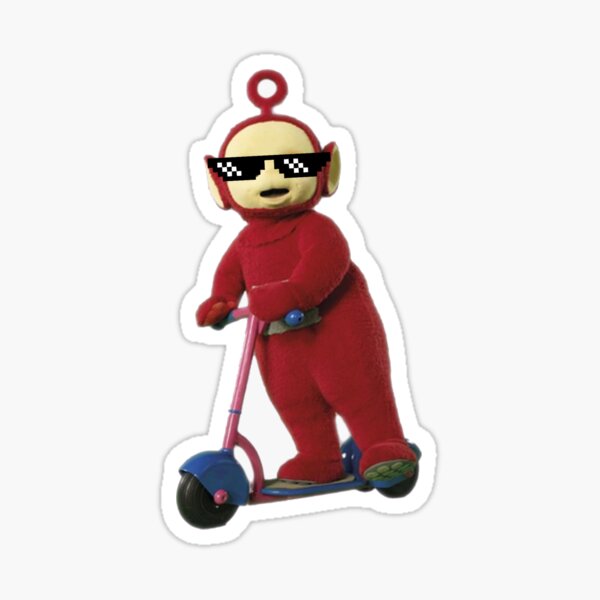 Gangster Teletubbie Po on a Scooter Glossy Sticker