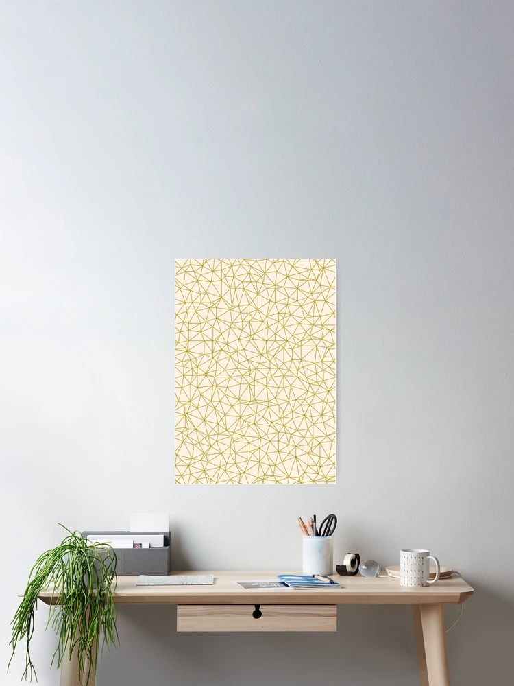 Thumbnail 2 of 3, Poster, Minimal Wireframe Geometric Gold Pattern designed and sold by patternsoup.