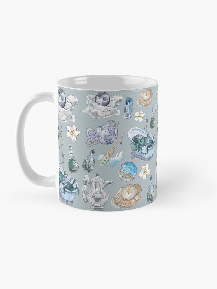 Alternate view of Sea Witch Pattern - Wrap Around with Grey Background Mug