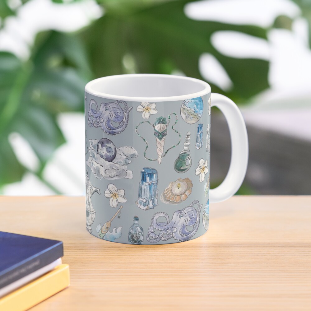 Sea Witch Pattern - Wrap Around with Grey Background Mug