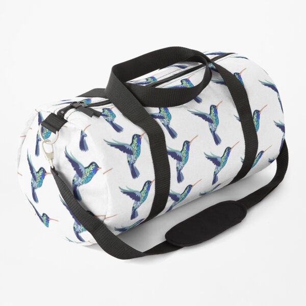 Beautiful Blue Speckled Hummingbird Duffle Bag
