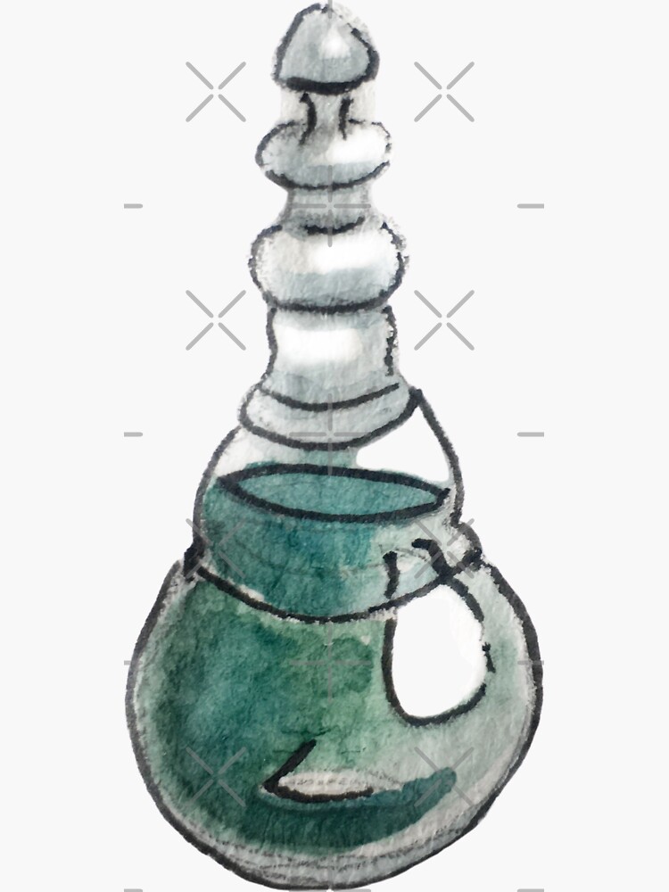 Bubble Vial with Green Liquit in Watercolor by WitchofWhimsy