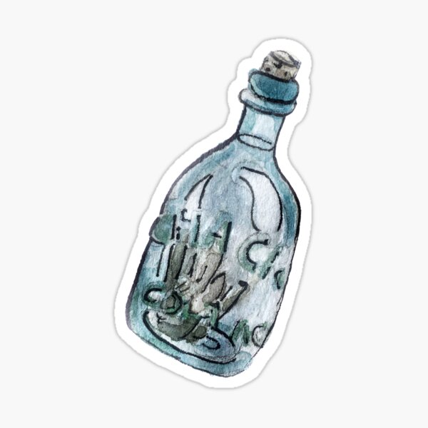 Blue Embossed Glass Jar in Watercolor Sticker
