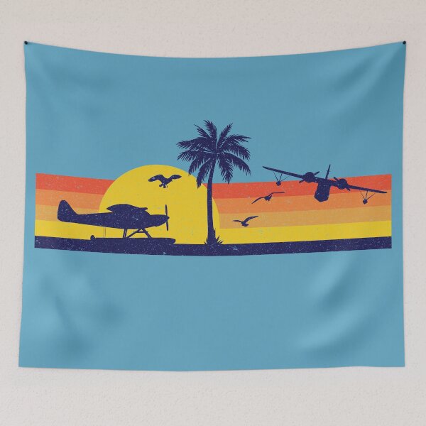 Item preview, Retro 80s Seaplane Scene with Twin designed and sold by NeckNech.