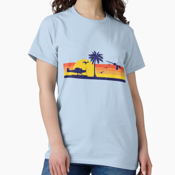 Item preview, Retro 80s Seaplane Scene with Twin designed and sold by NeckNech.