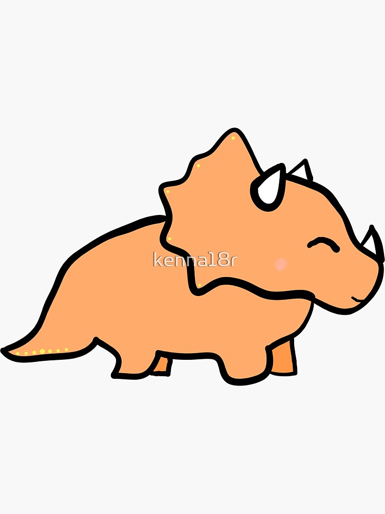 "Orange Triceratops Cartoon Drawing" Sticker for Sale by kenna18r