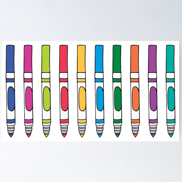 Cute Art Supplies with pens, pencils, scissors and washi tape | Poster