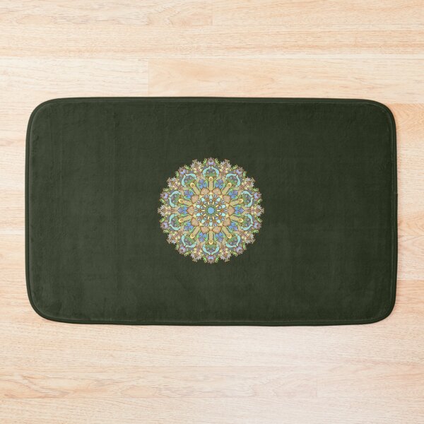 Item preview, Handdrawn Mandala #31 on dark green background designed and sold by MandalaFlowerArt.
