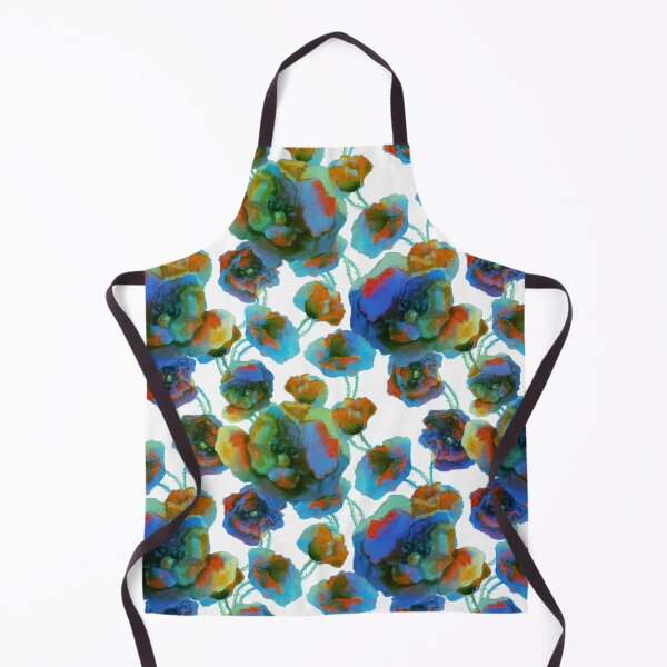 Item preview, Poppies and bees blue designed and sold by Red Witch Art.