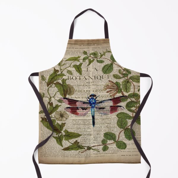 Item preview, 1980s dark academia leaves botanical art vintage french dragonfly designed and sold by LEILA ART SPACE.