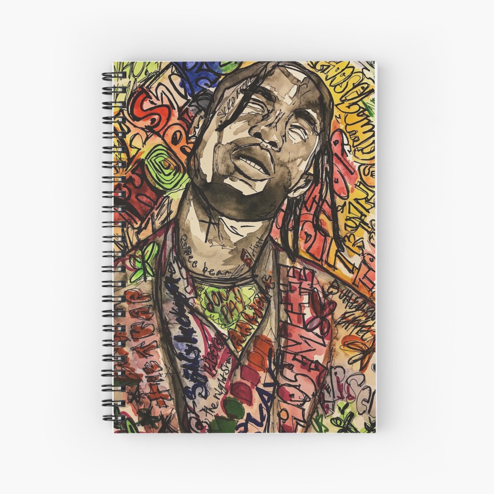 La Flame Travis Astrowelt Portrat Fankunst Wandkunst Rap Rapper Cool Malen Aquarell Schmiere Verdammt Album Maskulin Geschenk Gegenwart Musik Text Ziege Hiphop Kunstdruck Von Spacesbydee Redbubble