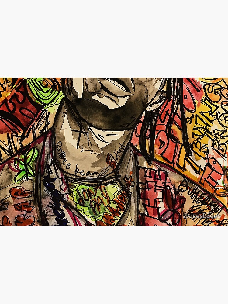 La Flame,travis,astro world,portrait,fan art,wall art ,rap,rapper,cool,painting,watercolor,dope,damn,album,masculine,gift,present, music,lyrics,goat,hiphop Laptop Sleeve for Sale by spacesbydee