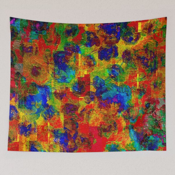 Item preview, Abstract colorful textured painting designed and sold by Red Witch Art.