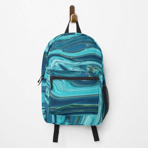 Item preview, abstract blue teal marble swirls mid century modern designed and sold by LEILA ART SPACE.