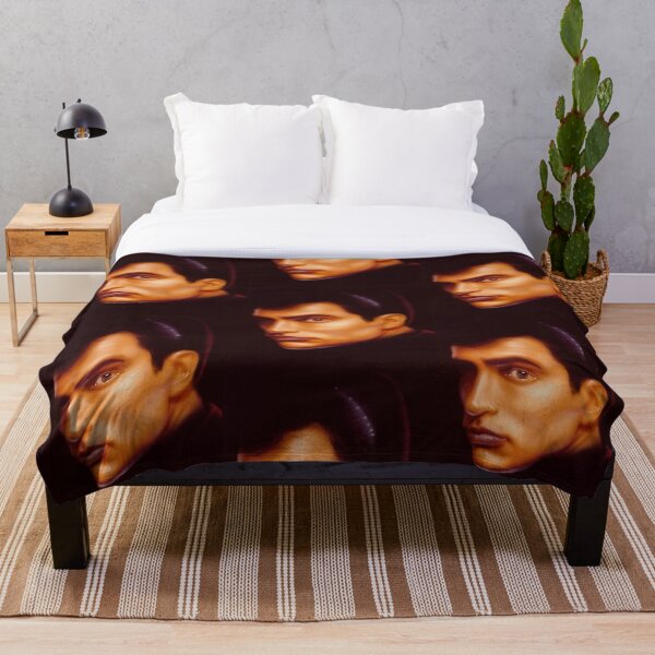 80s Retro Style Airbrush Man Throw Blanket