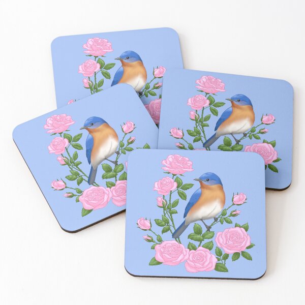 Item preview, Eastern Bluebird and Pink Roses designed and sold by csforest.
