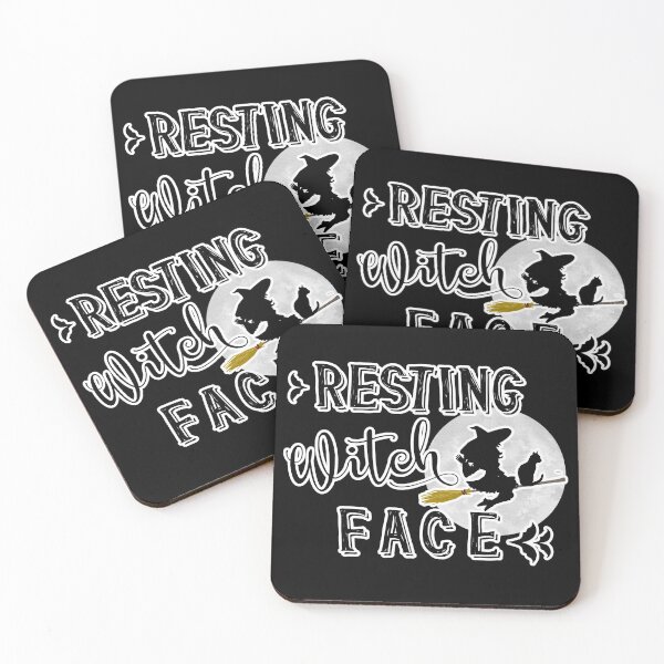 resting witch face Coasters (Set of 4)