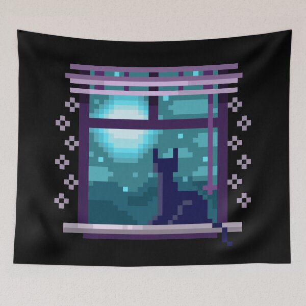 Item preview, Pixelated Black Cat Sitting on a Window designed and sold by HopeDetour.
