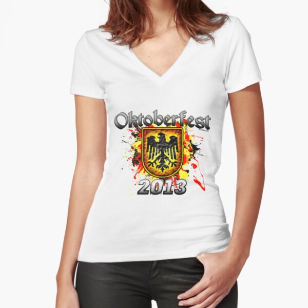 Oktoberfest Eagle Shield 2013 Fitted V-Neck T-Shirt