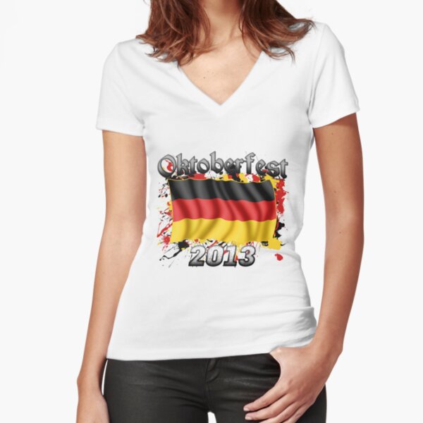 Oktoberfest German Flag 2013 Fitted V-Neck T-Shirt