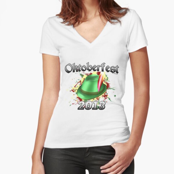 Oktoberfest German Hat 2013 Fitted V-Neck T-Shirt