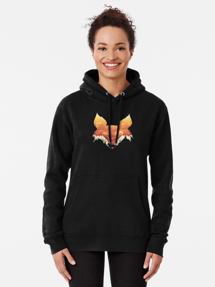 Fox hoodie black orange fashion