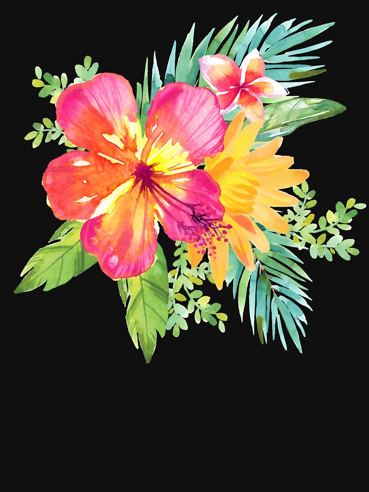 Tropical Floral Watercolor Wallpaper for Walls | Hawaiian Shirt