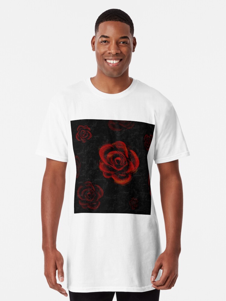 Black shirt with hot sale red roses mens