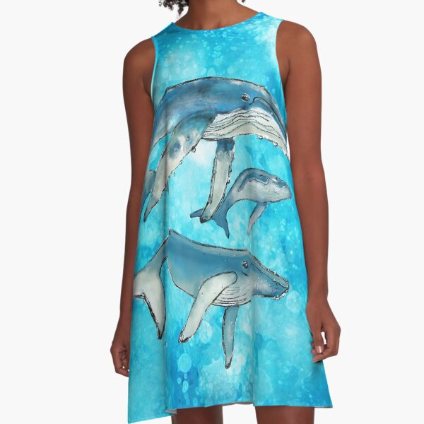 Humpback whale family A-Line Dress
