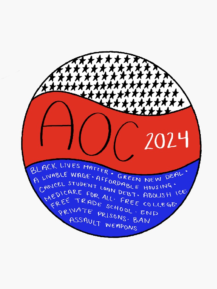 "AOC 2024" Sticker by hrgross Redbubble