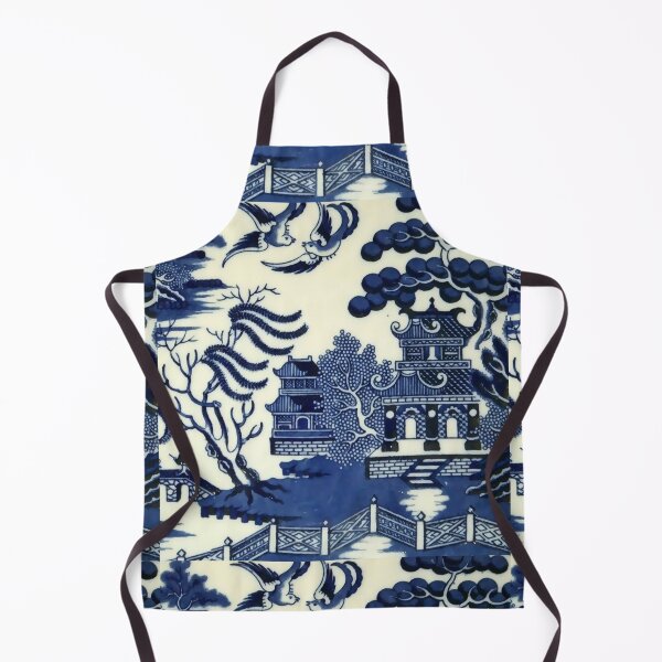 Antique willow ware oriental toile Apron