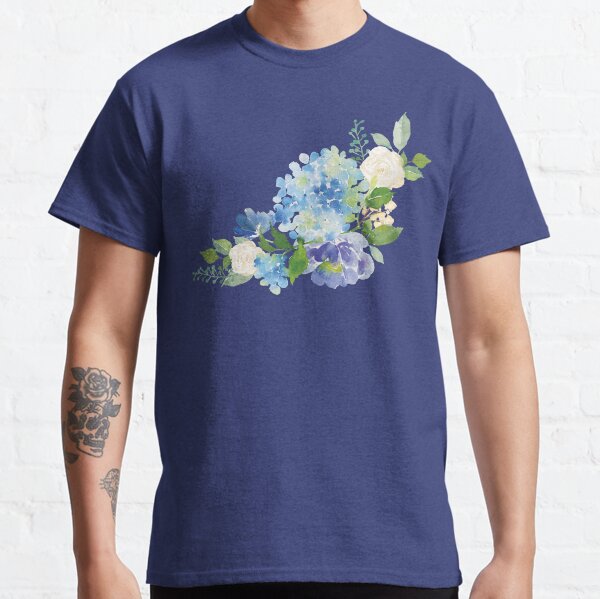 Blaue Aquarellhortensie Classic T-Shirt