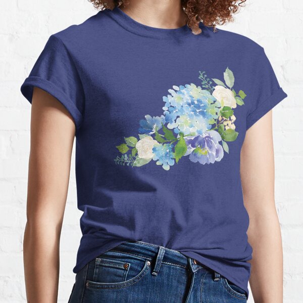 Blue Watercolor Hydrangea Classic T-Shirt