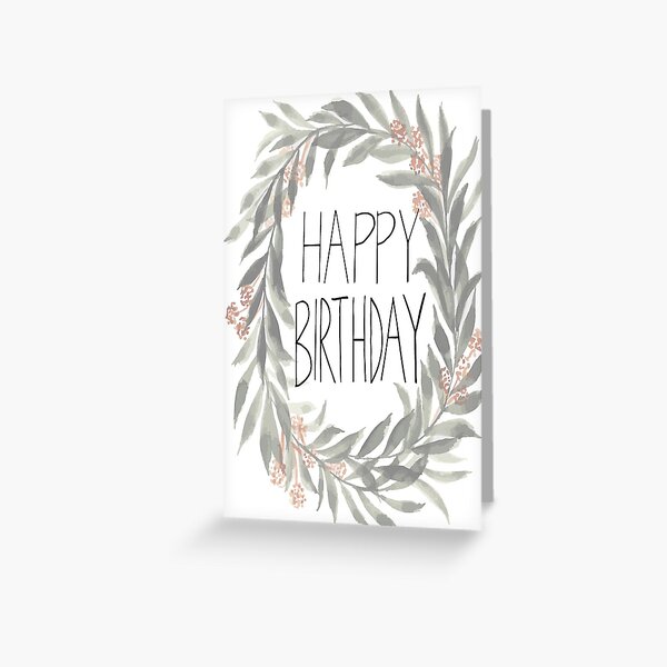 Botanical Wreath Birthday Card Greeting Card