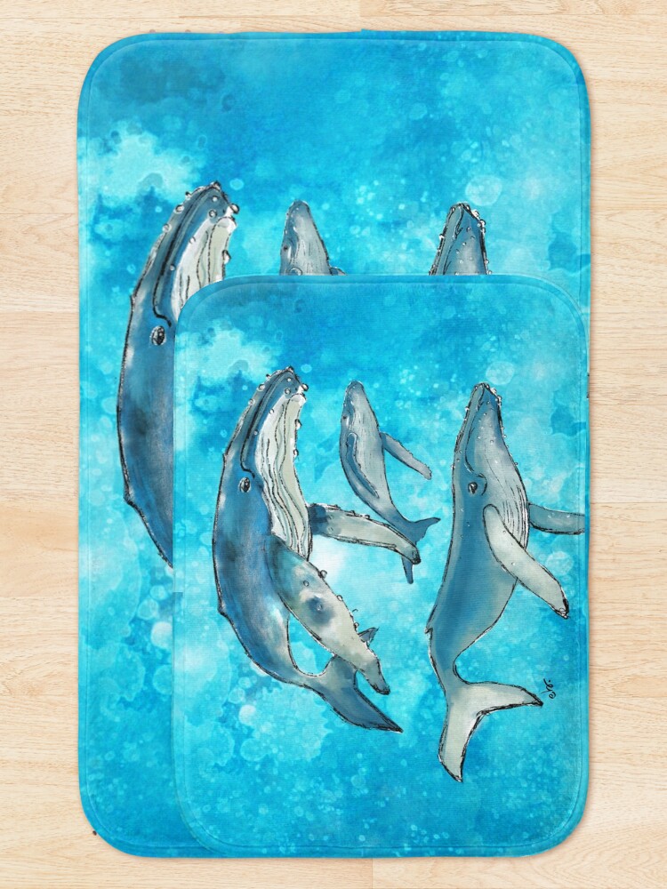Alternate view of Humpback whale family Bath Mat