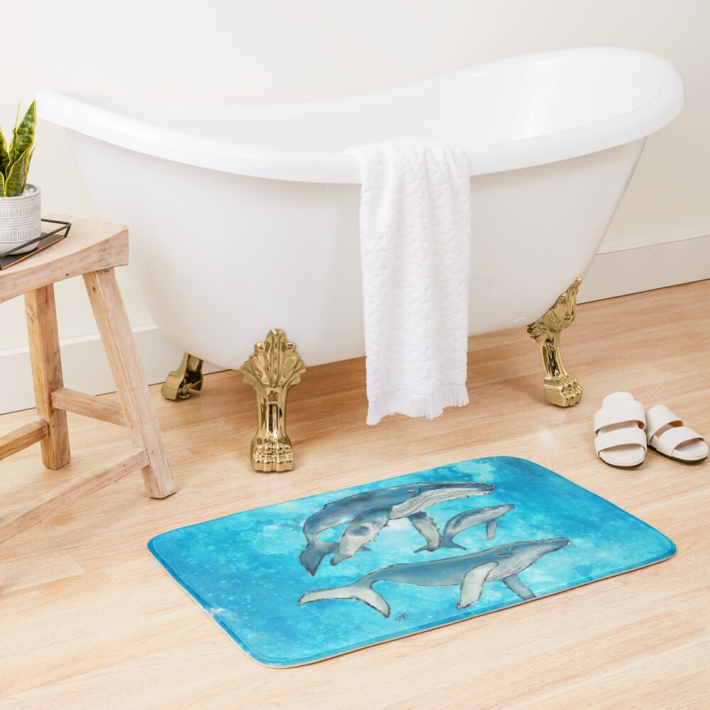 Humpback whale family Bath Mat