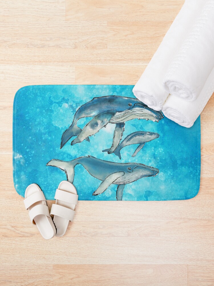 Alternate view of Humpback whale family Bath Mat
