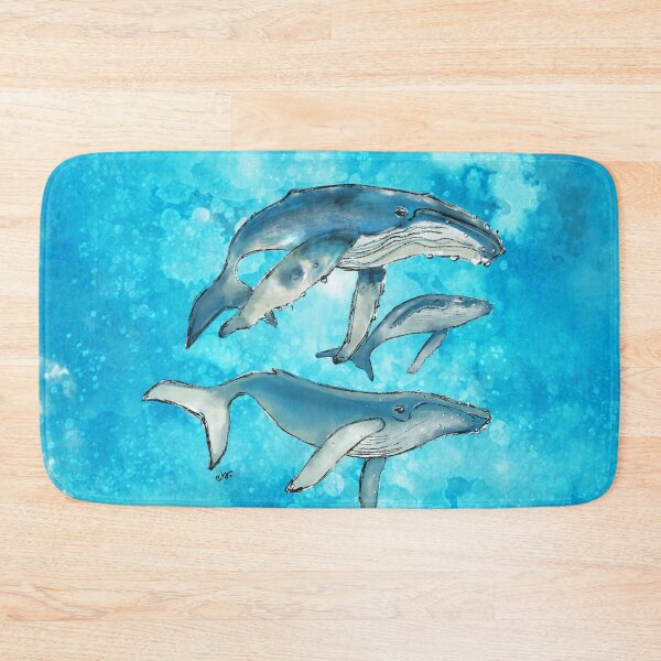Humpback whale family Bath Mat