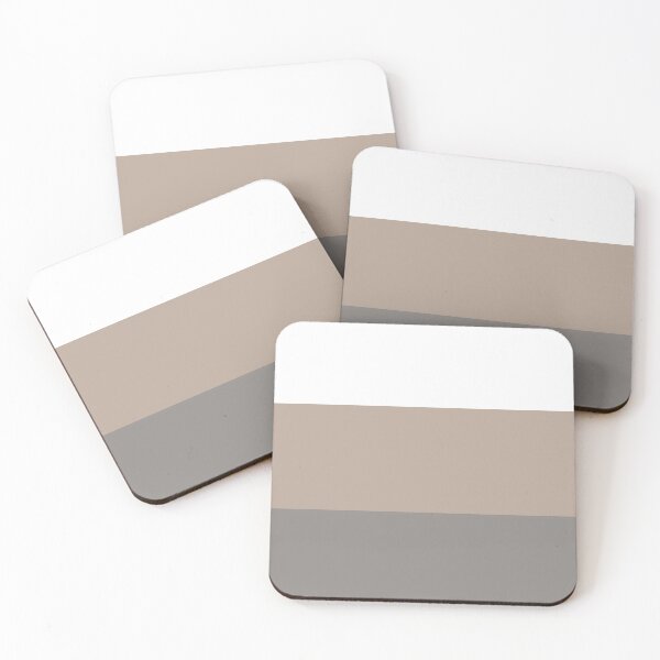 Item preview, NATURAL STRIPE IN WHITE - TAUPE - GREY THICK HORIZONTAL 3 STRIPES designed and sold by ozcushionstoo.