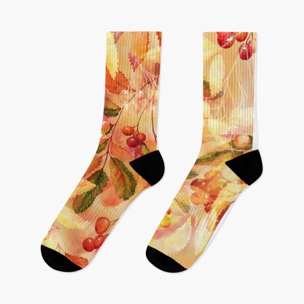 Item preview, seamless pattern with watercolor berries and leaves of rowan  designed and sold by AsyaTury.