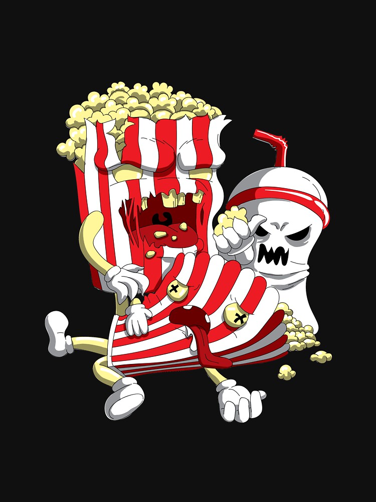 "Cool and Creepy Zombie Popcorn for Horror Fans" Tshirt by Kakoii