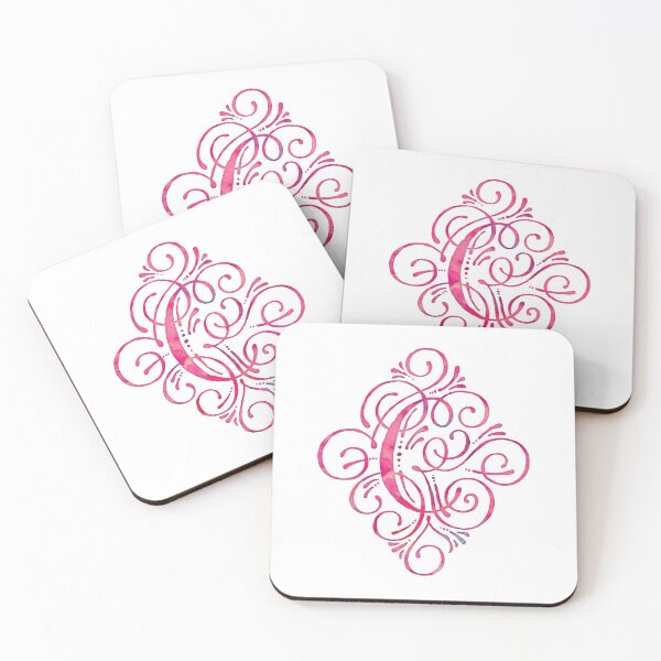 Item preview, Watercolor Monogram C Pink Turquoise designed and sold by junkydotcom.