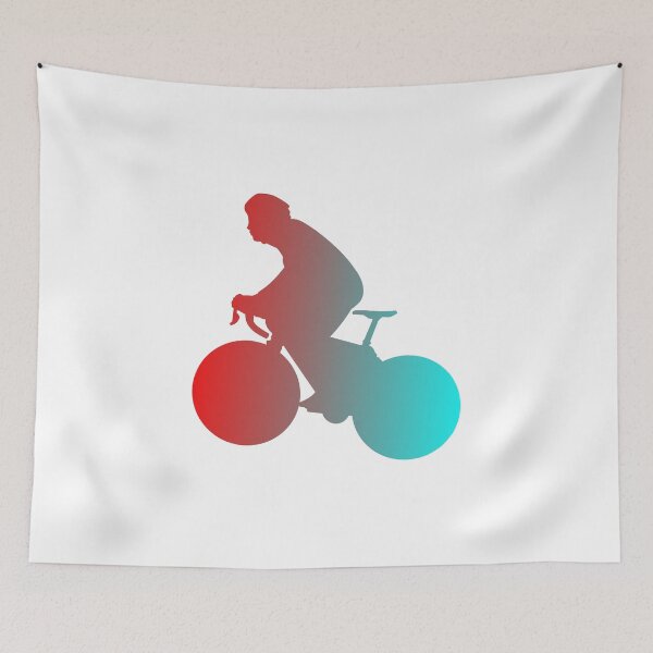 Item preview, Climbing Road Cyclist Red Turquoise Gradient designed and sold by RabeDesigns.